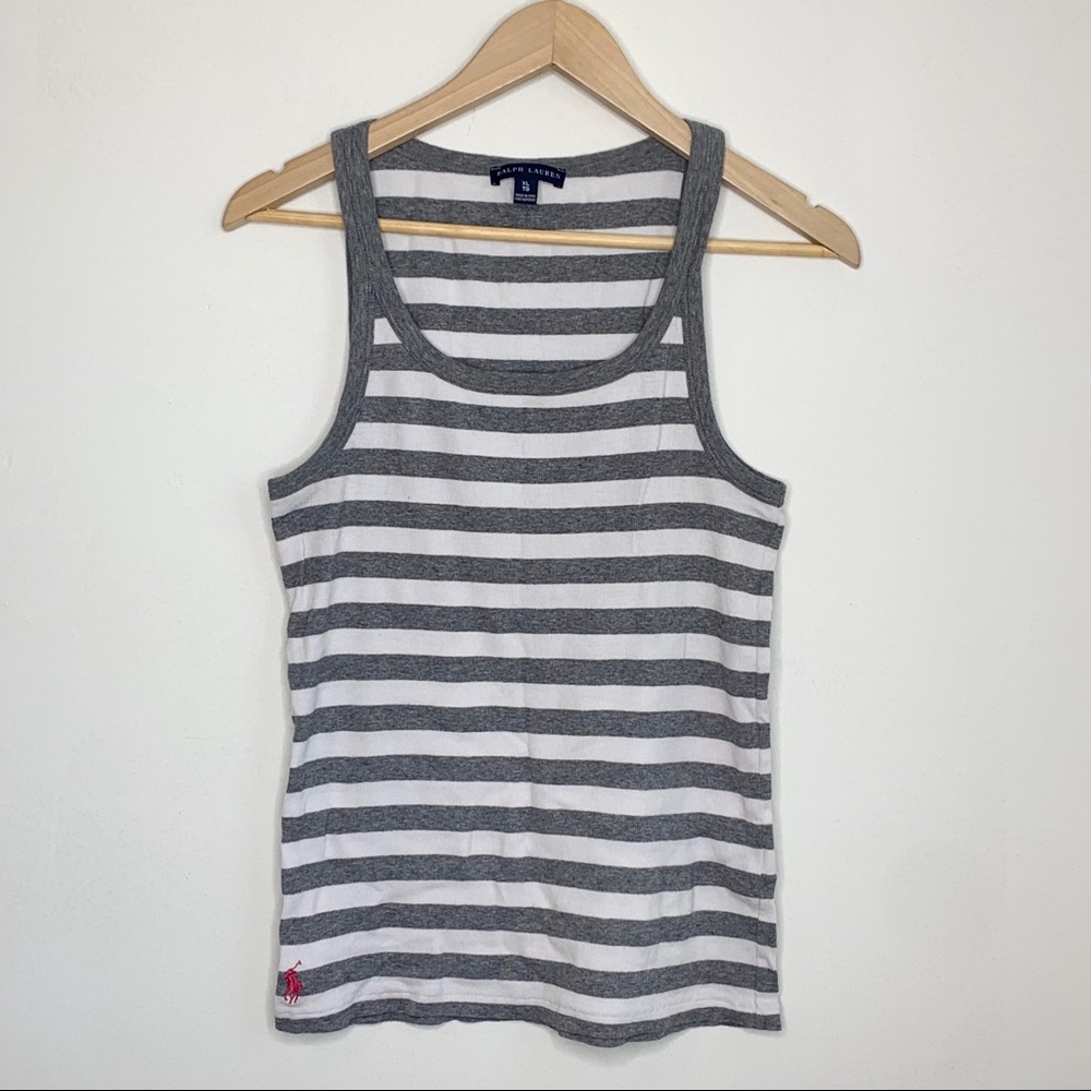 Ralph Lauren gray white stripe tank top, size XL
